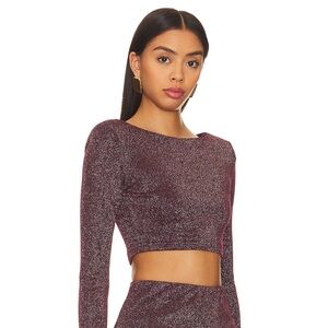 Revolve x Remi Gabby Shoulder Pad Top Burgundy